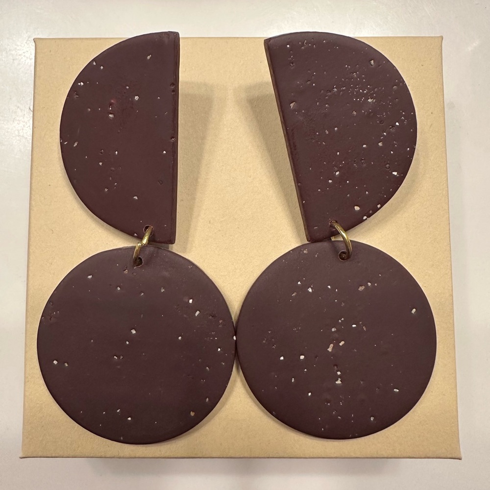Speckled Ox Blood clay earrings